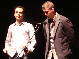 O realizador, Srdjan Spasojevic, e o produtor, Nikola Pantelic, na apresentação do "A Serbian Film" Foto: Bruno Rocha
