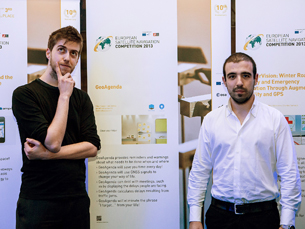 Luís e Filipe, respetivamente, são os mentores da GeoAgenda, que ganhou a categoria "University Challenge" da ESNC Foto: DR