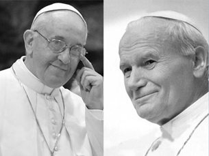 São muitas as semelhanças entre Francisco, o argentino Jorge Mario Bergoglio, e João Paulo II, o polaco Karol Wojtyla Foto: DR