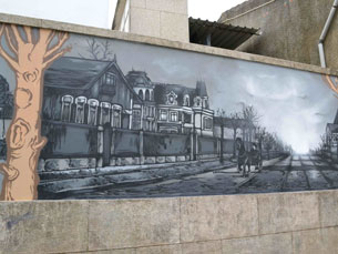 As imagens de décadas passadas do Porto já começam a estar ilustradas em paredes da cidade Foto: DR