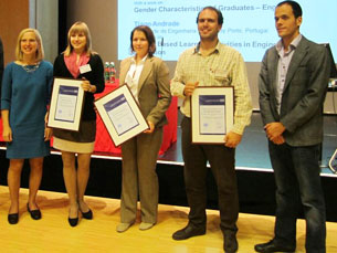 Tiago Andrade (o 2.º a contar da direita) foi um dos três vencedores do "Young Scientist Award" de 2012 Foto: DR