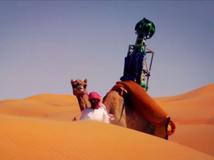 O Google Street View recorreu a um dromedário para conseguir captar imagens em 360 graus no deserto Foto: DR