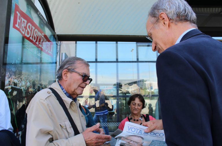 Francisco Louçã esteve no Porto esta manhã em campanha pelo Bloco de Esquerda.
