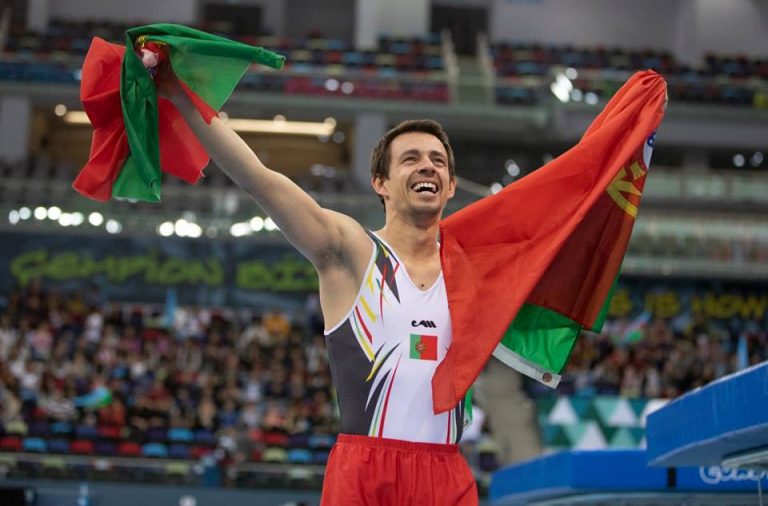 Diogo Ganchinho conseguiu o ouro na prova de trampolim individual no Campeonato da Europa, em Baku, Azerbaijão.