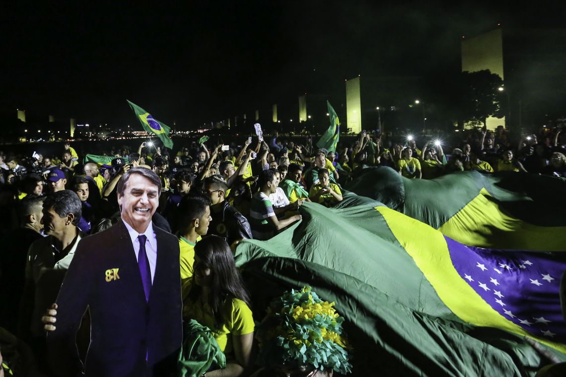Comemoração da vitória de Jair Bolsonaro em Brasília.