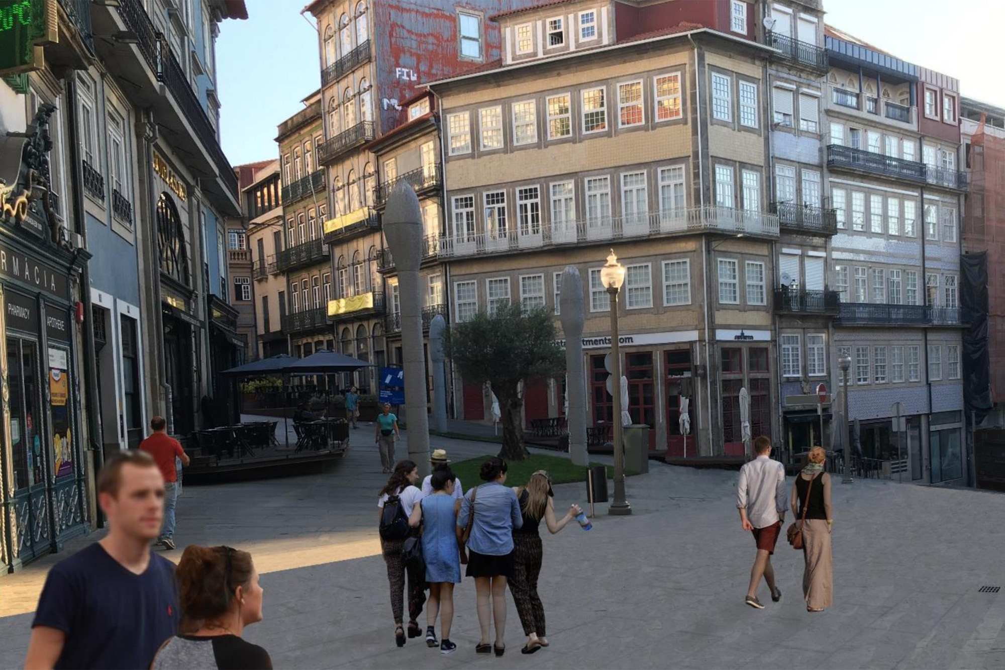 Imagem virtual do Largo de São Domingos sem carros.